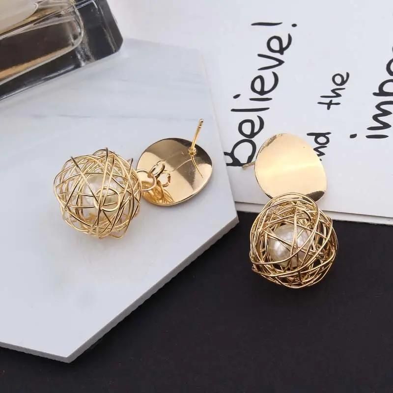 AVR JEWELS China Dangle Gold Double Disk Earrings For Women and Girls