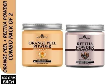 Bon Austin Orange Peel & Reetha Face Mask Powder (Pack Of 2)