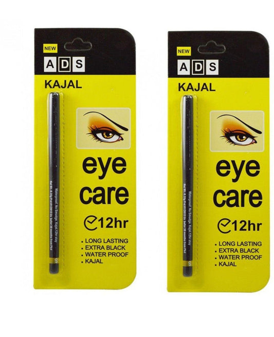 ADS Kajal Long Lasting Extra Black Waterproof combo pack of 2 (black, 0.7 g)